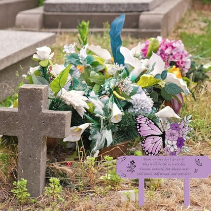 Rngmsi Metal Purple Butterfly Memorial Garden Grave Stake Loss Loved One | Metal Purple Butterfly Memorial, Loss Loved One, Cemetery Yard - style: Butterfly