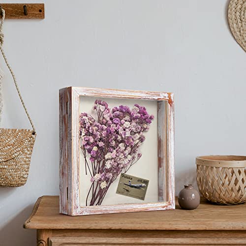 TJ.MOREE Shadow Box 11 x 11 Display Case Wood Picture Frame White Pink - color: White Pink, size: 11x11
