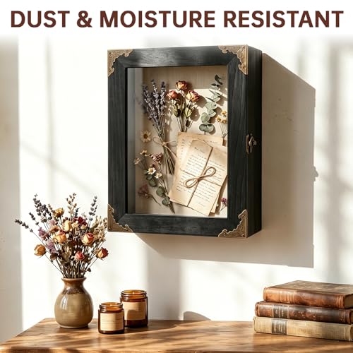 2PCS Deep Shadow Box Frame 8x10, 4.7" Depth Rustic Wood Memory Box | Deep 4.7" Display Case, Acrylic Door Keepsake Box, Collectible Showcase, Wedding Anniversary, Home Wall Decor
