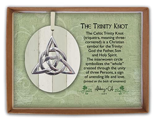 Abbey & CA Gift Trinity Knot MDF Ornament On Cream Ribbon Gift Boxed - style: Trinity Knot MDF