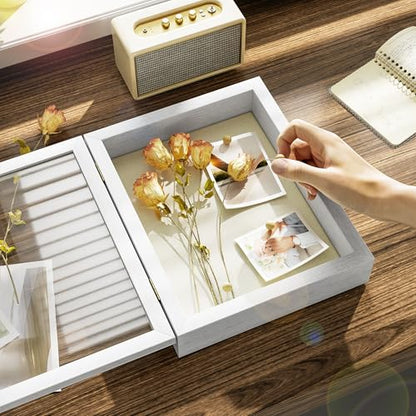 SZQINJI Shadow Box Frame 8x10 Deep Diamond Shape Door Display Cases, White - color: White, size: 8x10
