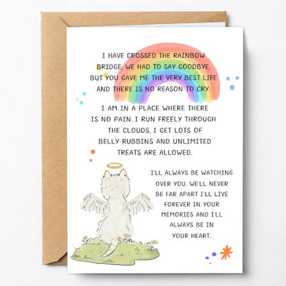 PTRUKD, Lost Pet Dog Sympathy Card, Rainbow Bridge Condolence Cards, Dog Bereavement Cards, Universal Condolence Card for Pet Loss, Funeral, Recovery, Thank You - color: PLOS-KM-138