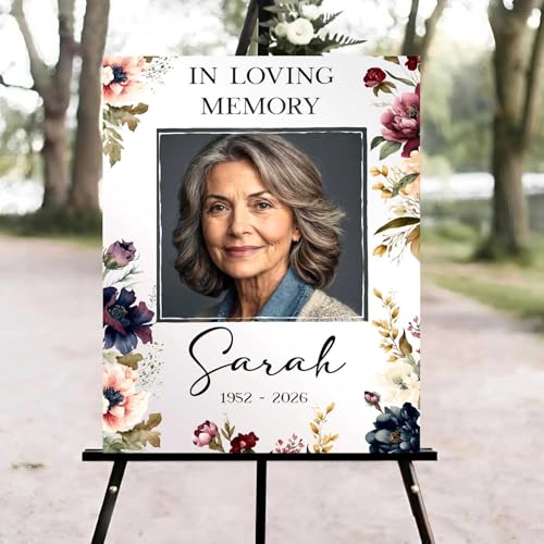 Celebration of Life Welcome Sign, Editable Floral Funeral Welcome Sign, in Loving Memory Sign, Celebration of Life Funeral Sign, Celebration of Life Sign, Funeral Photo Sign #Jg11a - color: Version #24