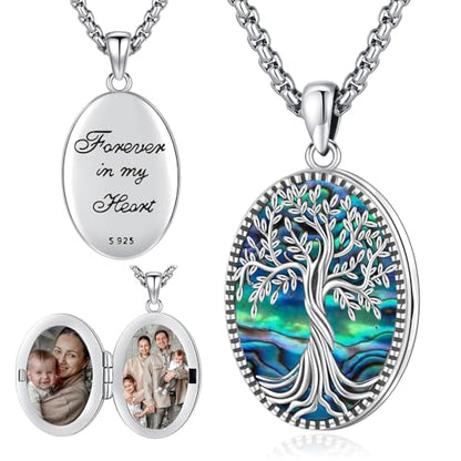 Eusense Locket Necklace Cremation Jewelry Sterling Silver L1-Silver