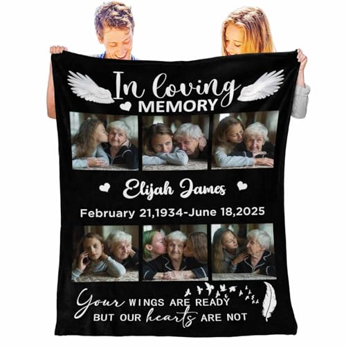 Custom Memorial Blanket, Personalized Sympathy Blanket Customized Blankets for Family Friend Pet,in Loving Memory of Mother Father - color: Color 25