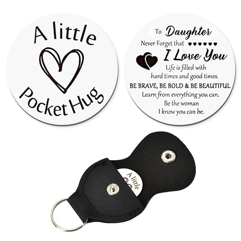 Daughter Birthday Gift from Mom Dad, To Daughter Inspirational Gifts, I Love You Daughters Pocket Hug Keychain Presents for Daughter in law Christmas Graduation Wedding Gift for Women Girls - color: To Daughter