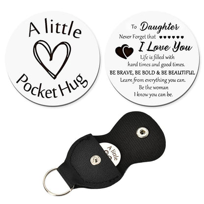 Daughter Birthday Gift from Mom Dad, To Daughter Inspirational Gifts, I Love You Daughters Pocket Hug Keychain Presents for Daughter in law Christmas Graduation Wedding Gift for Women Girls - color: To Daughter