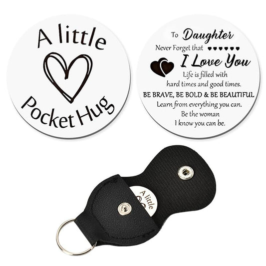Daughter Birthday Gift from Mom Dad, To Daughter Inspirational Gifts, I Love You Daughters Pocket Hug Keychain Presents for Daughter in law Christmas Graduation Wedding Gift for Women Girls - color: To Daughter