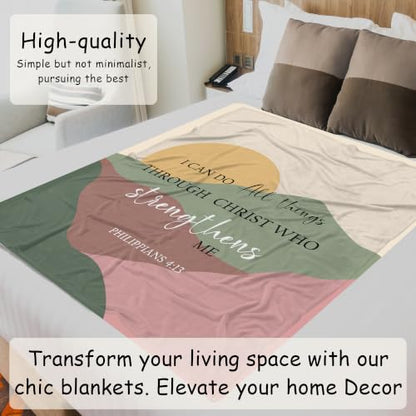HIWX Boho Christian Inspirational Throw Blanket 50x60 Inches - color: All Things 1, size: 50“L x 60”W