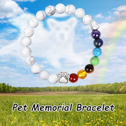 Pet Memorial Gifts Rainbow Bridge Bracelet for Loss of Dog Cat Pet Memorial Bracelet with Rainbow Bridge Poem Card Cat Dog Paw Charm Bracelet Pet Sympathy Gift for Women Men Pet Lovers