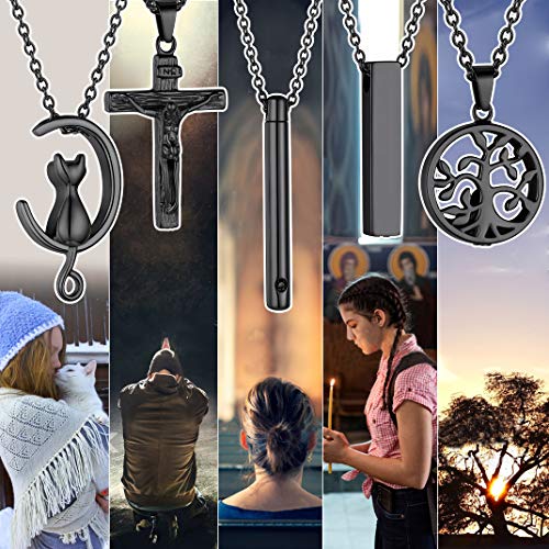 GOLDCHIC JEWELRY Urn Necklaces for Ashes, Stainless Steel Pet/Cross/Birthstone/Tree of Life Personalized Keepsake Memorial Jewelry for Women - color: Cube - Black Plated, style: No Engraving
