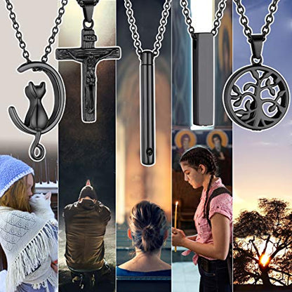 GOLDCHIC JEWELRY Urn Necklaces for Ashes, Stainless Steel Pet/Cross/Birthstone/Tree of Life Personalized Keepsake Memorial Jewelry for Women - color: Cube - Black Plated, style: No Engraving