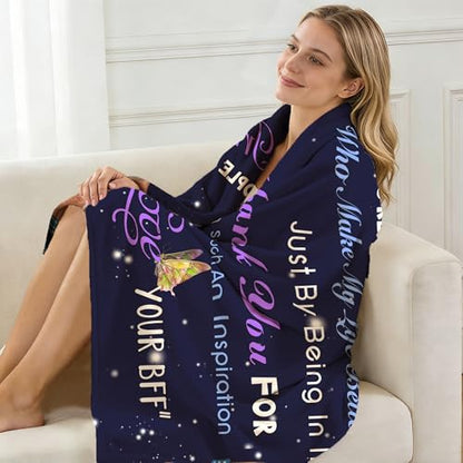 to My Bestie Throw Blanket, Heartfelt Friendship Message, Soft Flannel Blanket, Birthday, Mother's Day, Christmas & Friendship Day 50x60 Inch - color: Friend-2