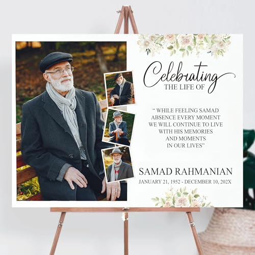 Custom Funeral Welcome Sign, Memorial Yard Sign, Celebration of Life Welcome Board, Personalized Remembrance Sign for Funeral Service - CCTC10 - color: Background #10