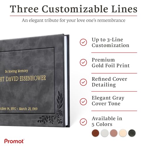 Promot Funeral Guestbook - Guestbook for Funeral Celebration (Gray) - color: Gray