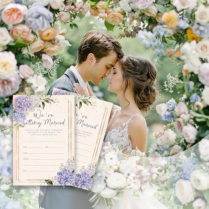 Floral Wedding Invitation Cards with Envelopes, 20 Sets Hydrangea Wedding Invites, Eucalyptus Greenery Bridal Shower Engagement Announcement 4x6 Inch We're Getting Married Invitations (218) - color: Hydrangea