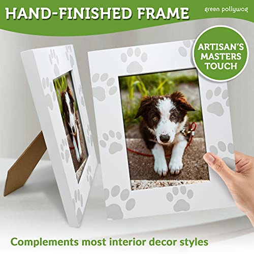 Green Pollywog Screenprinted Paw Print Picture Frame, Fits 5x7 - size: Screenprinted Paw Print Frame