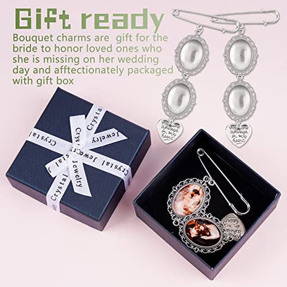 Bylion 2 Sets Wedding Bouquet Photo Charms Bridal Bridegroom Charm | DIY Pin Brooch Making Kit Bouquet Picture Charm for Wedding Memory Friend Graduation Gift, You are Always in My Heart - color: Double Lacy