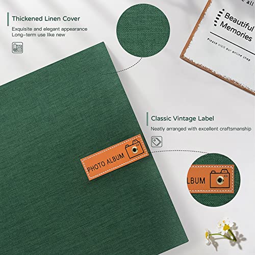 Popotop Large Photo Album Self Adhesive 4x6 5x7 8x10 Scrapbook Album DIY Picture Book,Gifts for Mom,Family Baby and Wedding,with Metal Pen and Plastic Board - color: Dark green, size: 11.5"x10.6"40pages