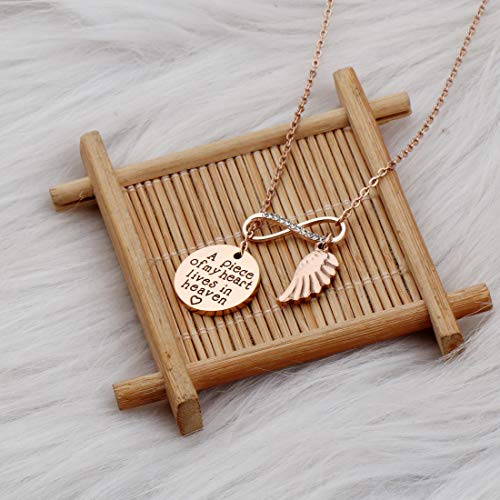 Memorial Jewelry Sympathy Gift A Piece of My Heart Lives In Heaven Lariat Y Necklace Loss Jewelry Gift - color: A Piece Y NK-RG