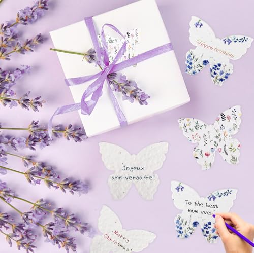 nulala 20Pack Butterfly Plantable Seed Paper Cards - Handmade Paper Card Embedded Wildflower Seeds - Eco-Friendly Cards for Wedding Favors, Gift Wrapping, Scrapbooking,Celebration of Life - size: P21
