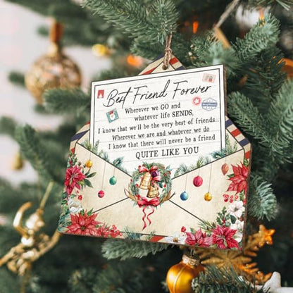 Best Friend Forever Gifts, Christmas Decorations Ornaments, Sentimental Friendship Gift, Birthday Gifts for Women, Fun and Cool Envelope Wooden Ornament for Female Friends - style: Friend Letter