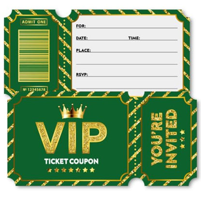 Green Golden Vip Birthday Party Invitations, Movie VIP Invitations Card for Boys Girls (30 Cards & 30 Envelopes) - color: Green Gold