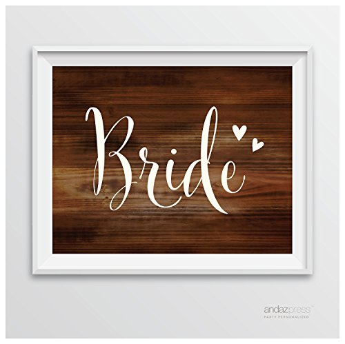 Andaz Press Wedding Party Signs, Rustic Wood Print, 8.5-inch x 11-inch, Bride, 1-Pack, Unframed - color: Bride