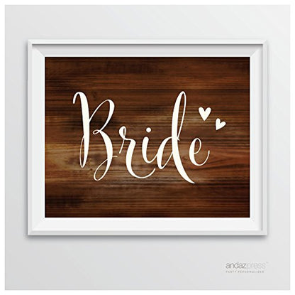 Andaz Press Wedding Party Signs, Rustic Wood Print, 8.5-inch x 11-inch, Bride, 1-Pack, Unframed - color: Bride