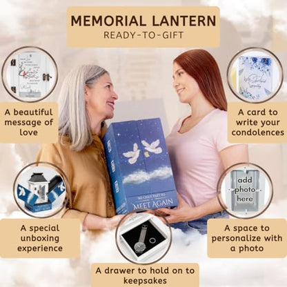 Memorial Lantern with Photo Frame & Keepsake Drawer | Sympathy Gifts for Loss of Loved One, Mom, Dad, Husband, Father | Bereavement Memorial Gifts | LED Candle with Timer | Grief Gifts by STILLWIND - color: Family Tree / Black