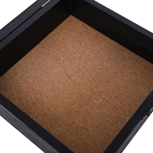 15x15 Extra Deep Large Shadow Box, 4-Inch Exterior Depth, Solid Wood, Black | Solid wood, hinged door, metal latch, extra-deep display for photos, bouquets, pet keepsakes, baby items and wedding mementos - size: 15x15