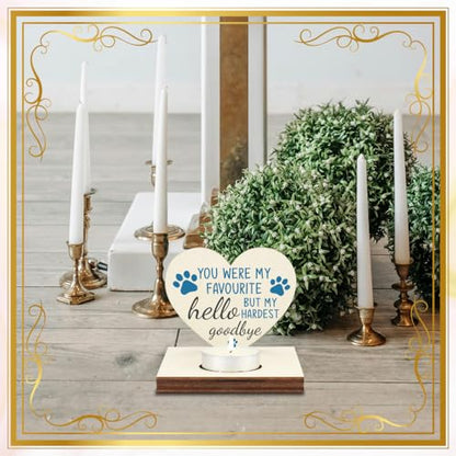Pet Memorial Tealight Candle Holder with Paw Print Design, “Favourite Hello Hardest Goodbye” Verse, Remembrance Gift for Loss of Dog or Cat, LMM13 - color: Favourite Hello Hardest Goodbye