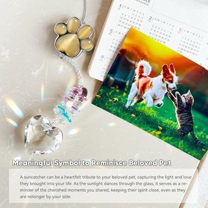 Dog Memorial Gifts, Pet Memorial Suncatcher, Loss of Dog Sympathy Gift - color: Amber-hued