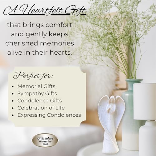 Angel Memorial Gifts for Sympathy, Stonelike Statue with Cedar Wreath, Gift Boxed with Poem Dedication Card