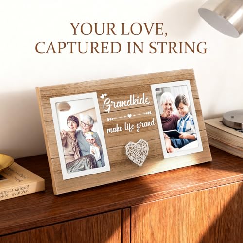Grandparents Gifts, Birthday Gift for Grandma Photo Frame, Grandma Grandpa Gifts Picture Frame Holds 2pcs 4x6 Pictures - style: grandparents