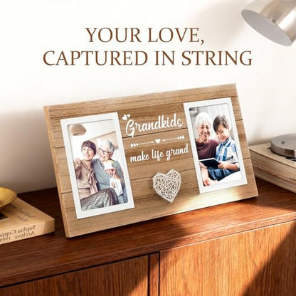 Grandparents Gifts, Birthday Gift for Grandma Photo Frame, Grandma Grandpa Gifts Picture Frame Holds 2pcs 4x6 Pictures - style: grandparents