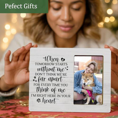 Dog Gifts Memorial Picture Frame Loss of Dog, Pet Memorial Gifts, When Tomorrow Starts Without Me Wooden Picture Frames - color: When