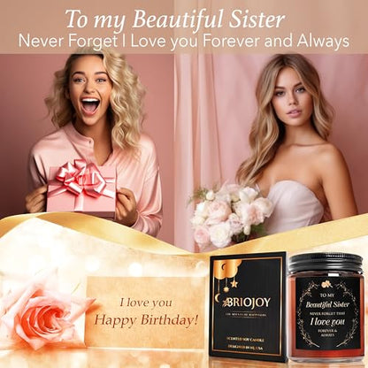 Sister Gift from Sister - Sister Birthday Candle - I Love You Big Sister, Soul Sister, Bestie Friendship, Best Friend Bday Presents - Gift for Woman Female - Coconut Scented Soy Candle - color: Beautiful sister