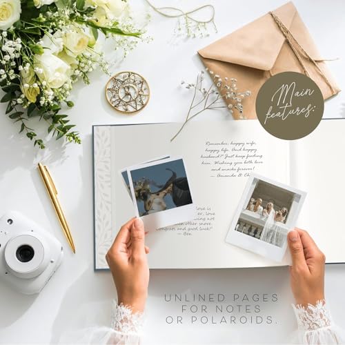 Custom 2025 Wedding Guest Book for Reception — Navy Gold-Foiled Guestbook to Sign in, Elegant Baby Shower Guest Book for Party & Birthday — Photo & Polaroid Guest Book for Wedding & Bridal Shower