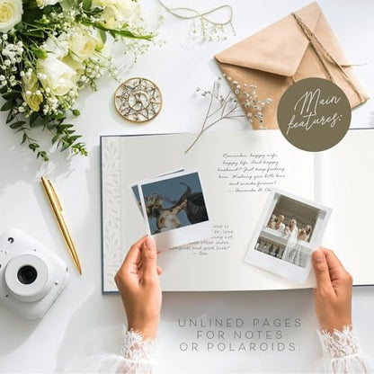 Custom 2025 Wedding Guest Book for Reception — Navy Gold-Foiled Guestbook to Sign in, Elegant Baby Shower Guest Book for Party & Birthday — Photo & Polaroid Guest Book for Wedding & Bridal Shower