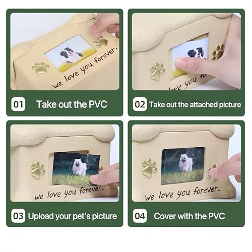 Resin Dog Urn for Ashes - Bone Shaped Pet Memorial Box with Photo Frame, Hand-Painted Dog Cremation Urn, Sympathy Gifts for Loss of Beloved Dog, Forever in Our Hearts Keepsake