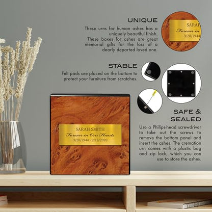 Personalized Small Wooden Cremation Urn: Cherished Keepsake for Loved Ones - Elegant Memorial Gift & Keepsake Box (Dark Brown) - color: Dark Brown Personalized