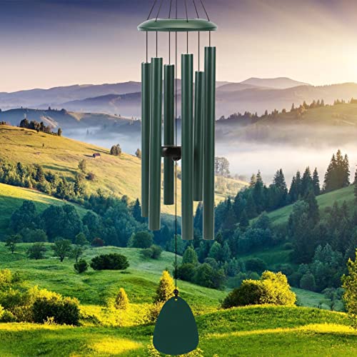 FSVGYY Wind-Chimes-Outdoor-Deep-Tone, Large Soothing Melodic Tones Windchimes, Wind Chimes for Outside, Memorial Wind Chime Best Gift for Mom Women Grandma Neighbors(32" Forest Green Coated Aluminum) - color: Green, size: Luxury 32"
