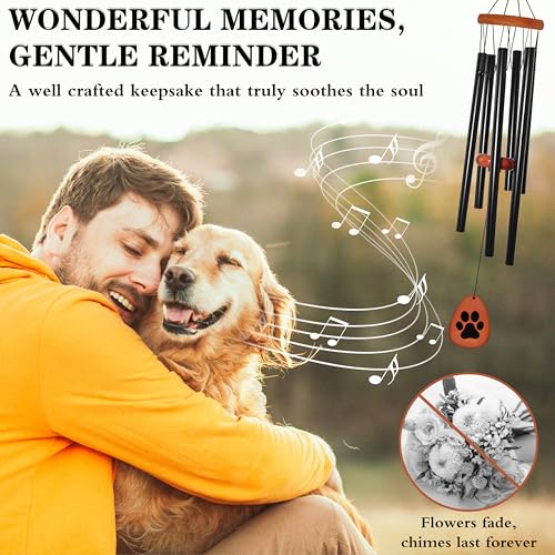 Dog Memorial Gifts for Loss of Dog, 28" Pet Memorial Gift Wind Chime, Black - color: Black