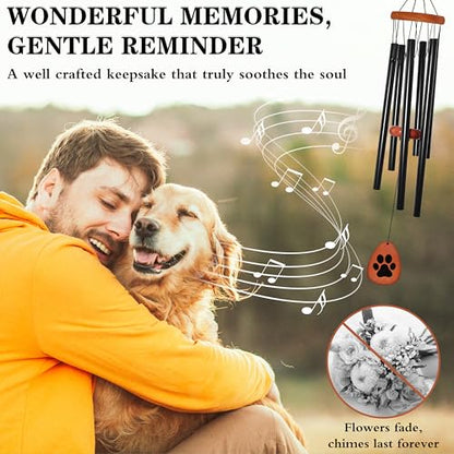 Dog Memorial Gifts for Loss of Dog, 28" Pet Memorial Gift Wind Chime, Black - color: Black