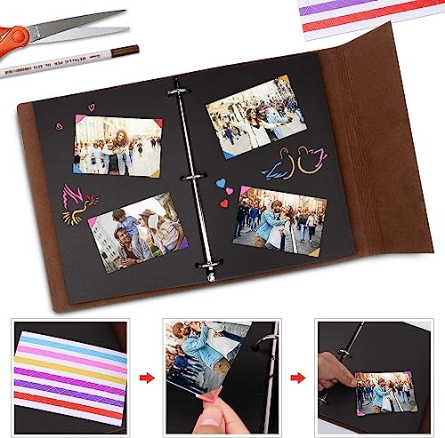 AIOR Scrapbook Photo Album 60 Pages Memory Book Leather Scrap Book DIY Guest Photo Book Wedding Travel Memory Album for Graduation Birthday Gifts (Moon Fema) - style: Moon Fema
