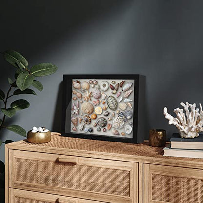 Americanflat 11x14 Shadow Box Frame with Shatter-Resistant Glass - Silhouette Collection - Large Shadow Box Display Case for Tabletop and Wall Display - Black with Soft Felt Back | Shatter-resistant glass, 1.5 inch interior depth, hangs vertical or horizo