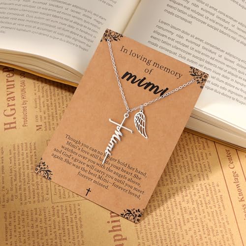 Lcherry Cremation Cross Necklace for Women - Angel Wing Faith Cross Necklace Memorial Gifts Religious Jewelry for Women - style: Mimi