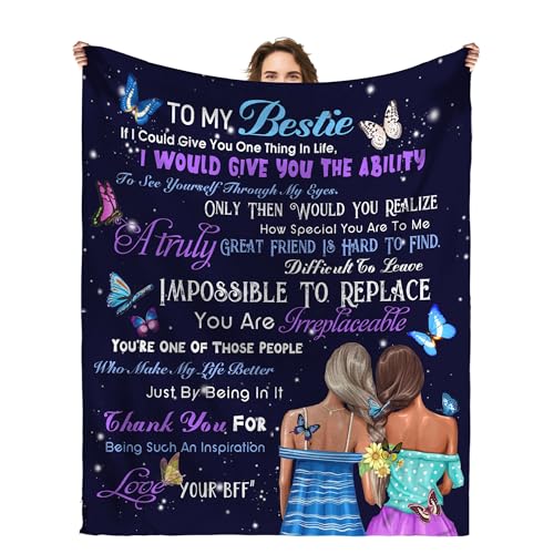 to My Bestie Throw Blanket, Heartfelt Friendship Message, Soft Flannel Blanket, Birthday, Mother's Day, Christmas & Friendship Day 50x60 Inch - color: Friend-2
