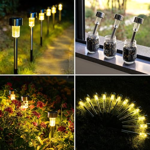 GIGALUMI Outdoor Waterproof Solar Pathway Lights, 20 Pack Warm White - color: Warm White, size: 20 PACK